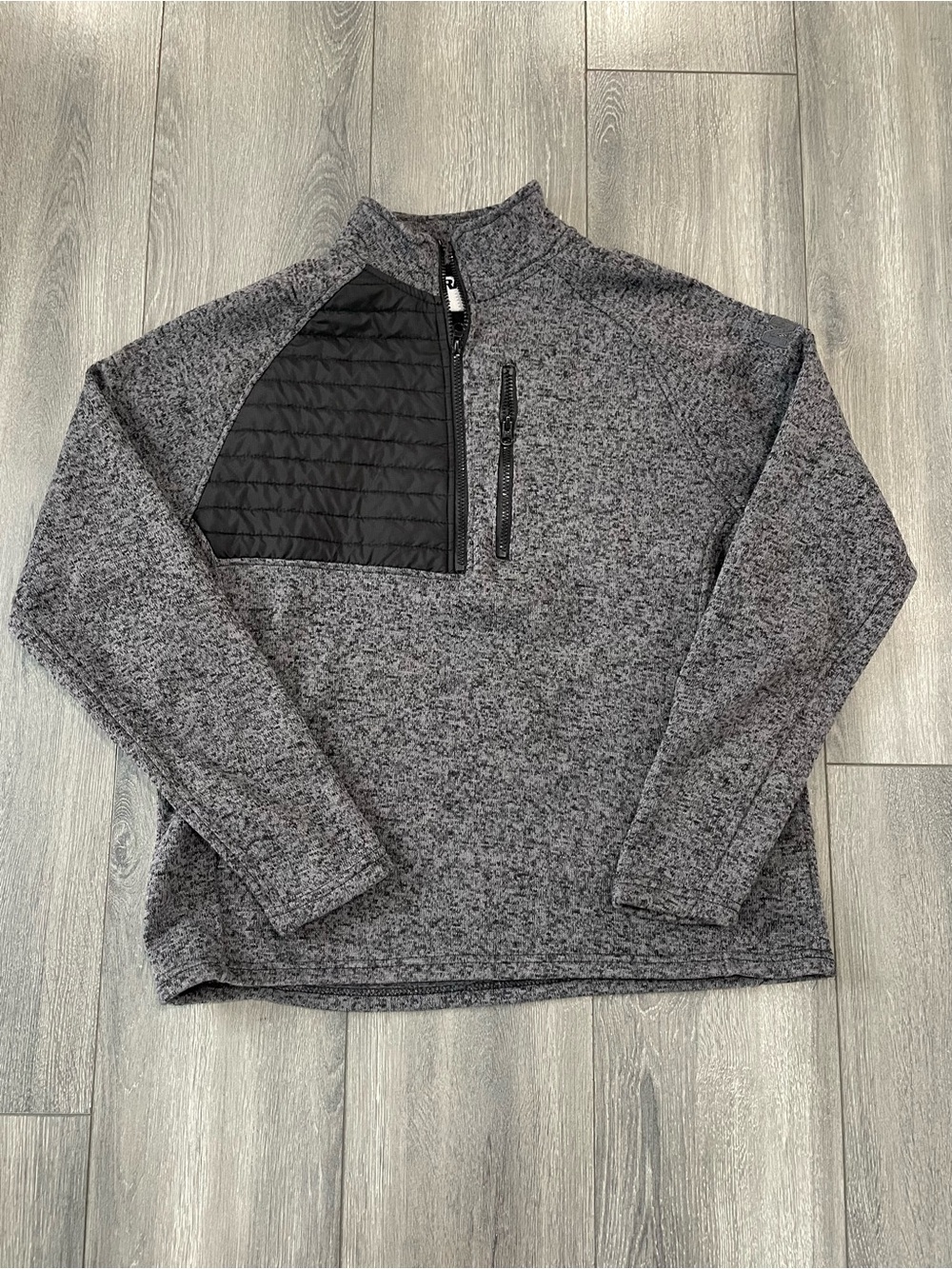 NRA Quarter Zip Pullover Mens Large Gray Fleece Hybrid Quilted Chest